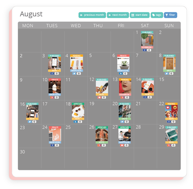 Sharelov's campaign calendar helps your client and your team visualize how the campaign will run