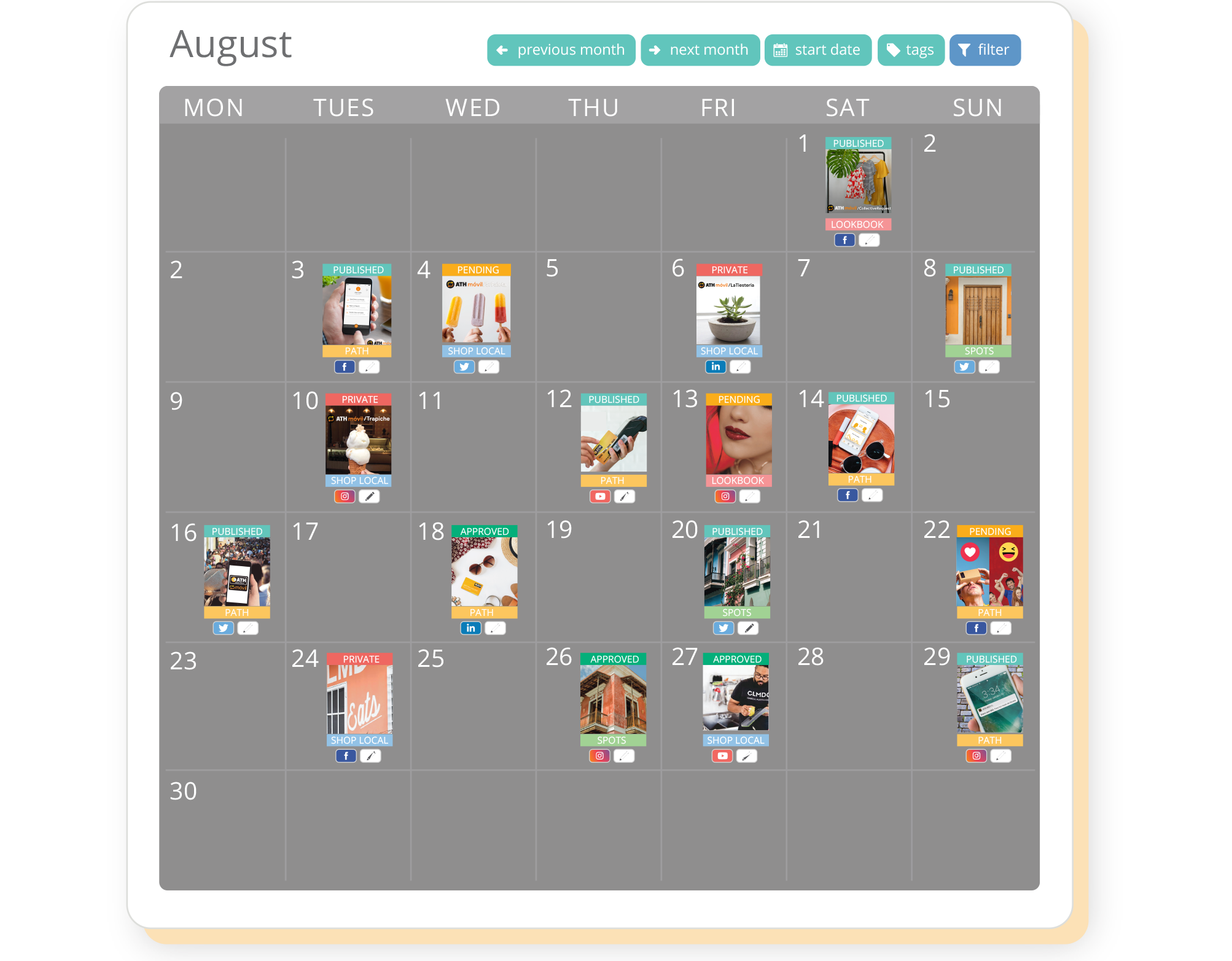 Sharelov’s campaign calendar allows everyone in the team to visualize how the campaign will run.