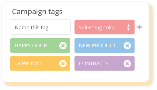 Create campaign tags to group creative assets by themes